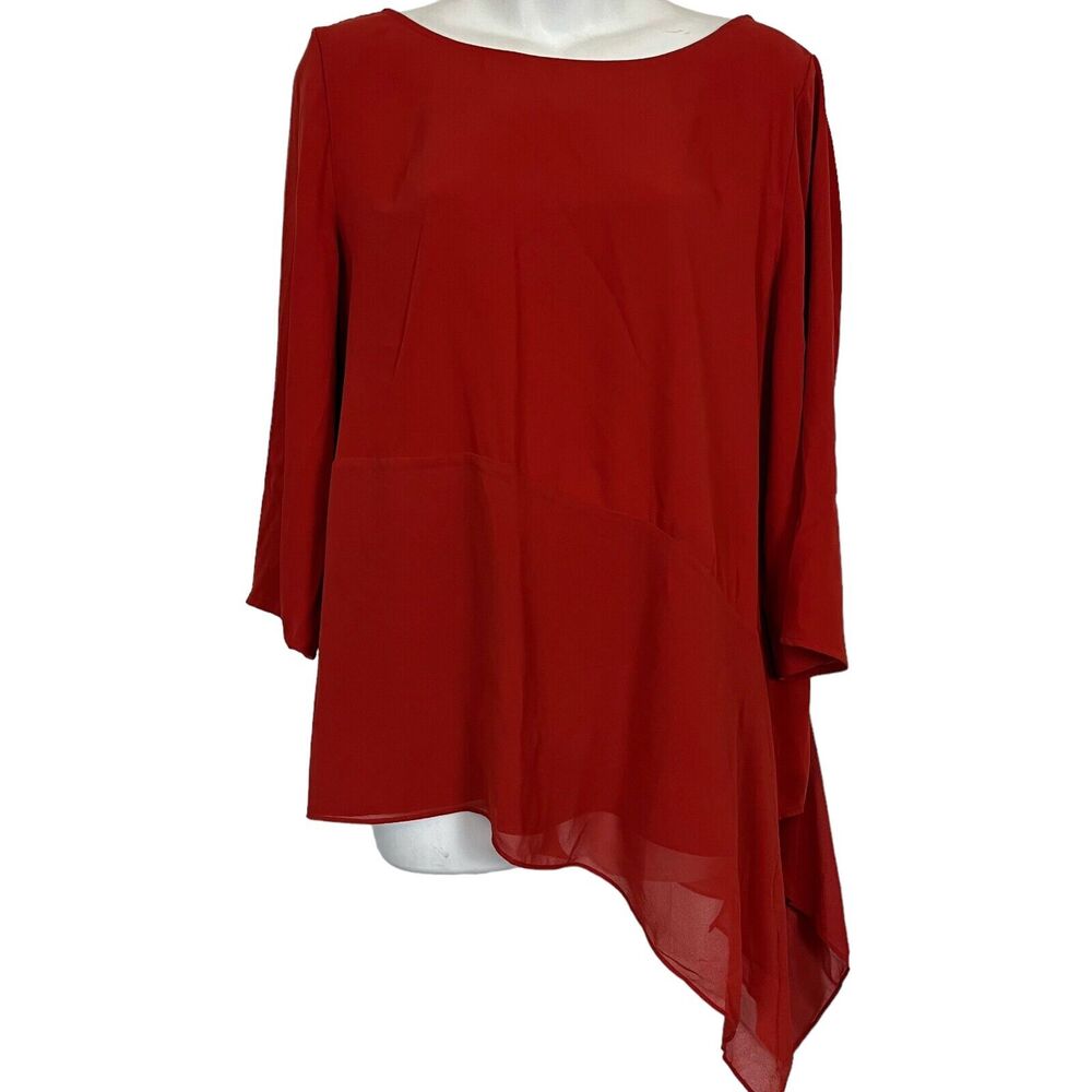 Chico's Women's Orange Asymmetrical 3/4 Length Sleeve Top Shirt Blouse 1 / 8 /10